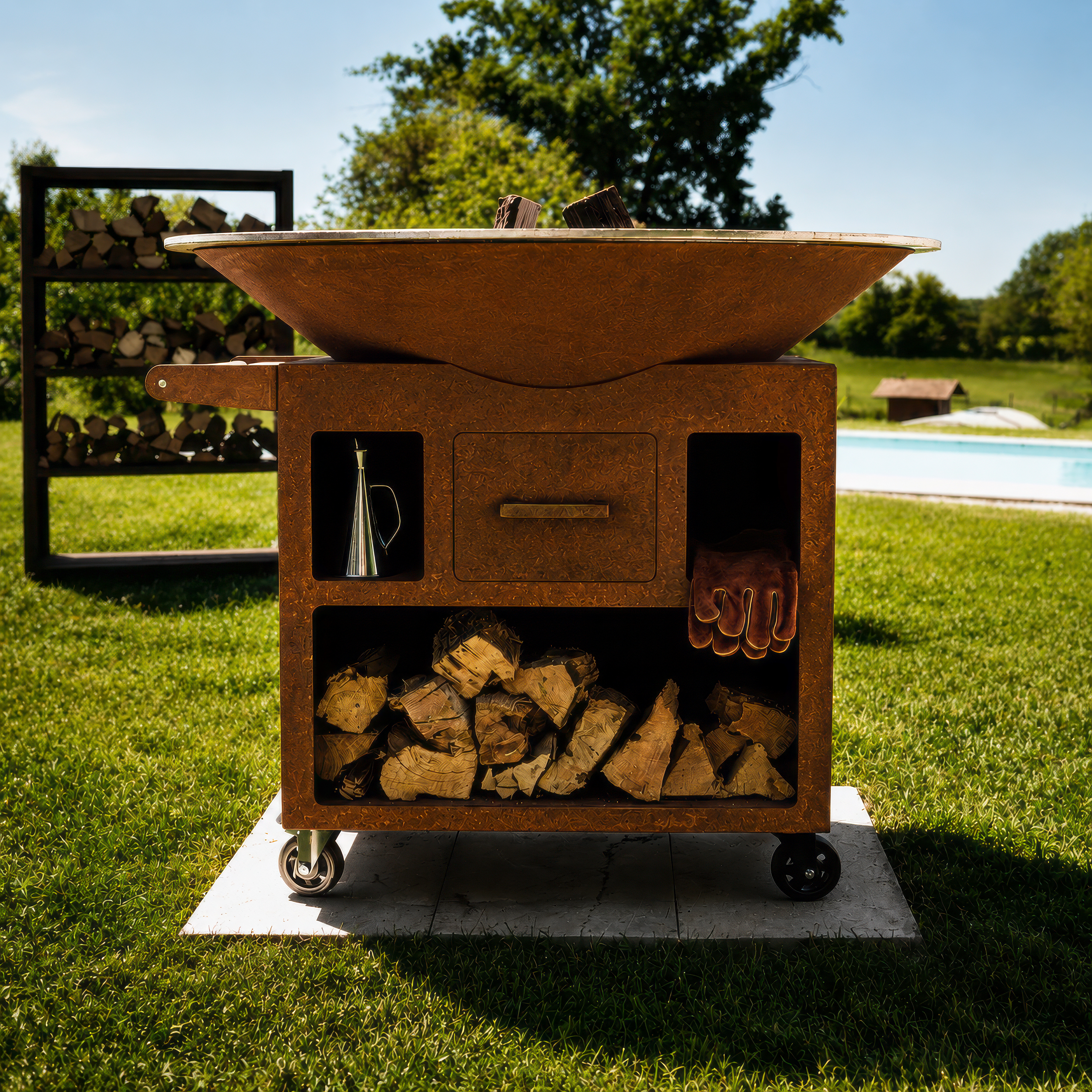 Brasero-plancha VARNEA Monumental 110 en acier Corten — vue 2