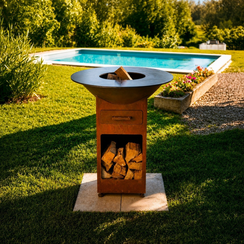Brasero-plancha VARNEA Origine 75 en acier Corten