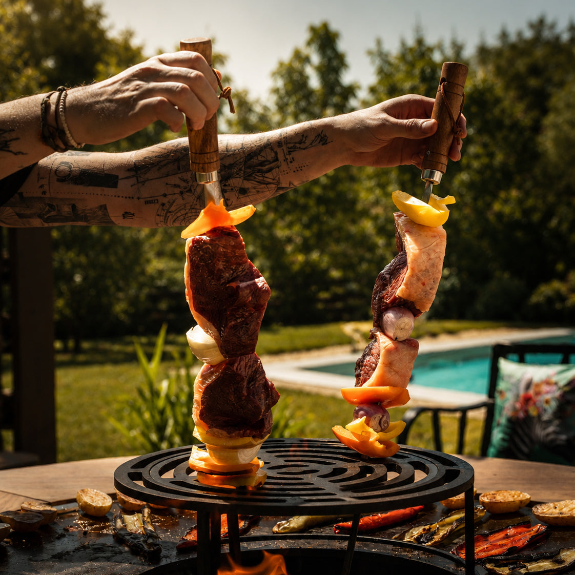 VARNEA Brochettes en acier — jeu de 6